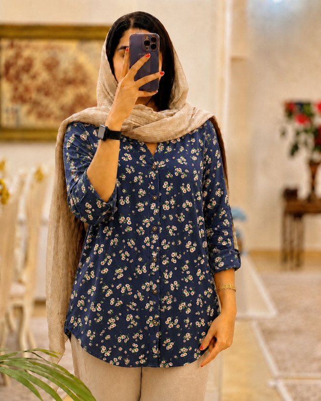 شومیز نخی هندی زنانه دکمهدار | خنک، سبک و مناسب استفاده روزانه و استایل کژوال