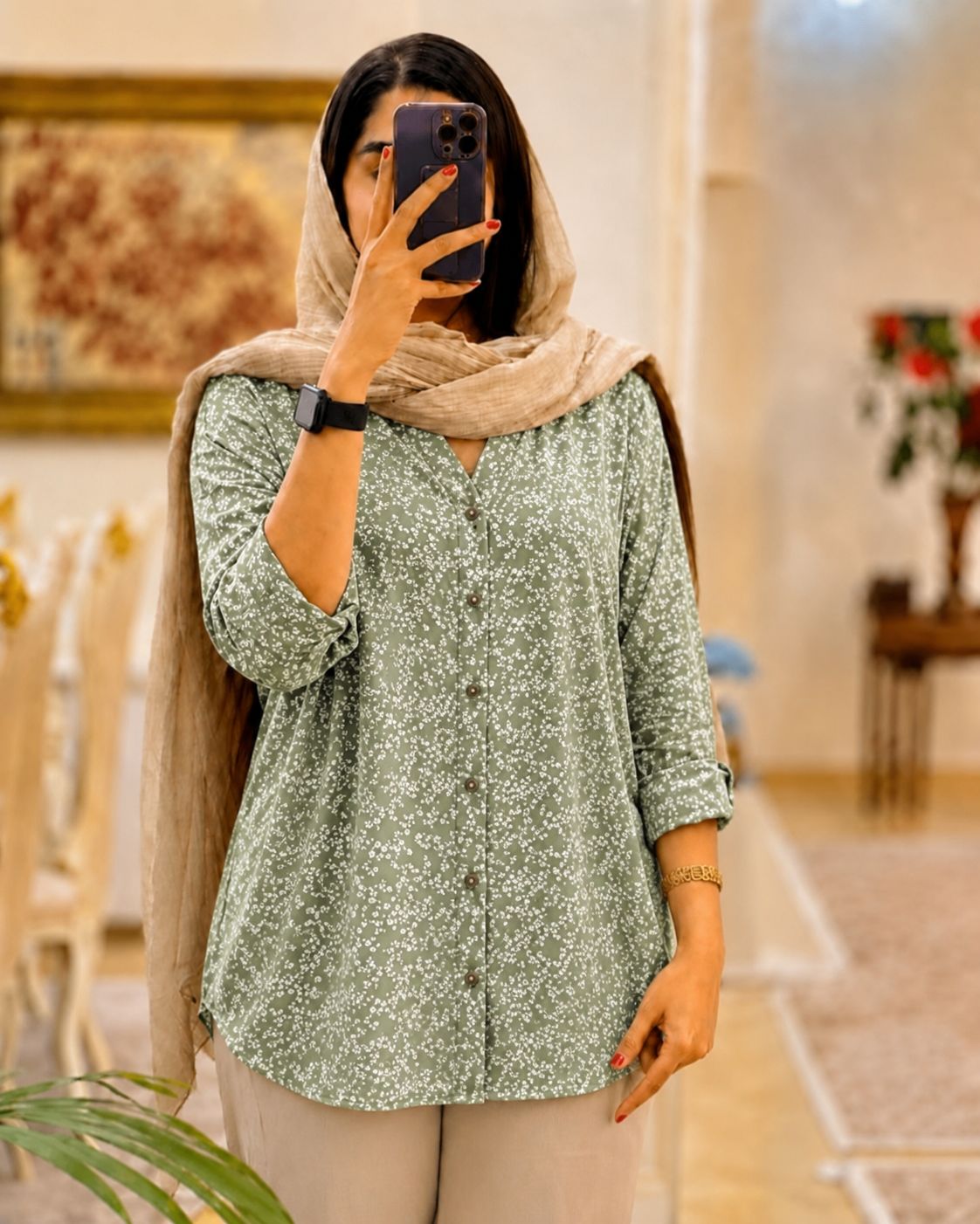 شومیز نخی هندی زنانه دکمه‌دار | خنک، سبک و مناسب استفاده روزانه و استایل کژوال